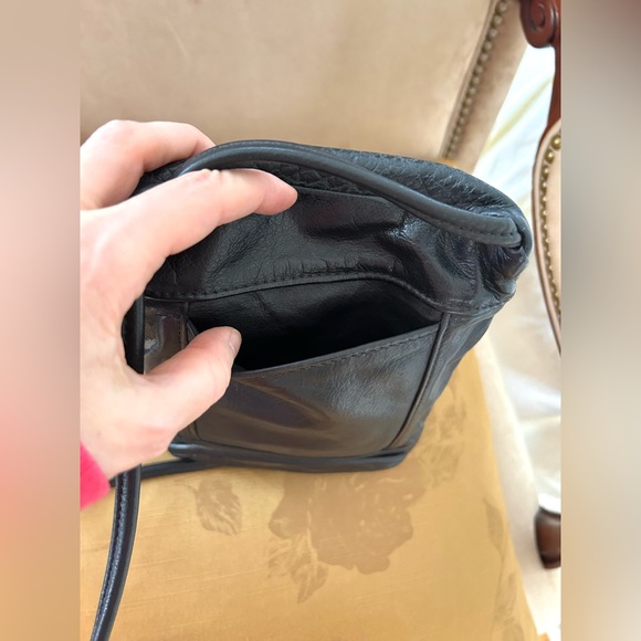 Leather and Suede Mixed Media Black and Gold Handbag Crossbody - Picture 8 of 10